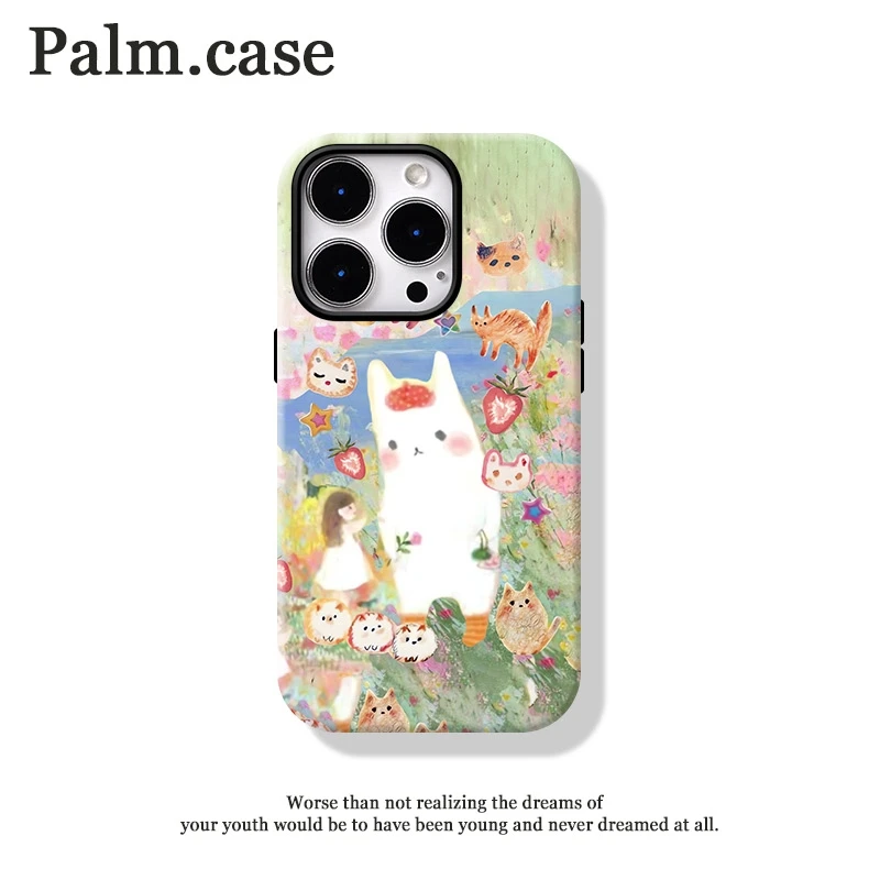 菲林二合一适用华为/oppo/vivo/小米/一加/苹果16手机壳卡通猫咪