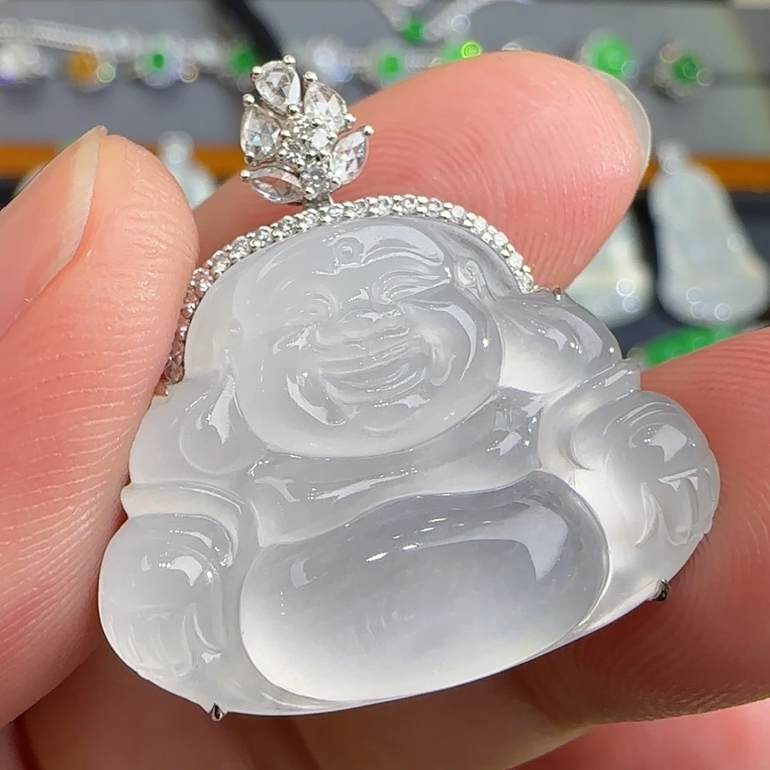 翡翠18K金镶嵌颈饰天然翡翠