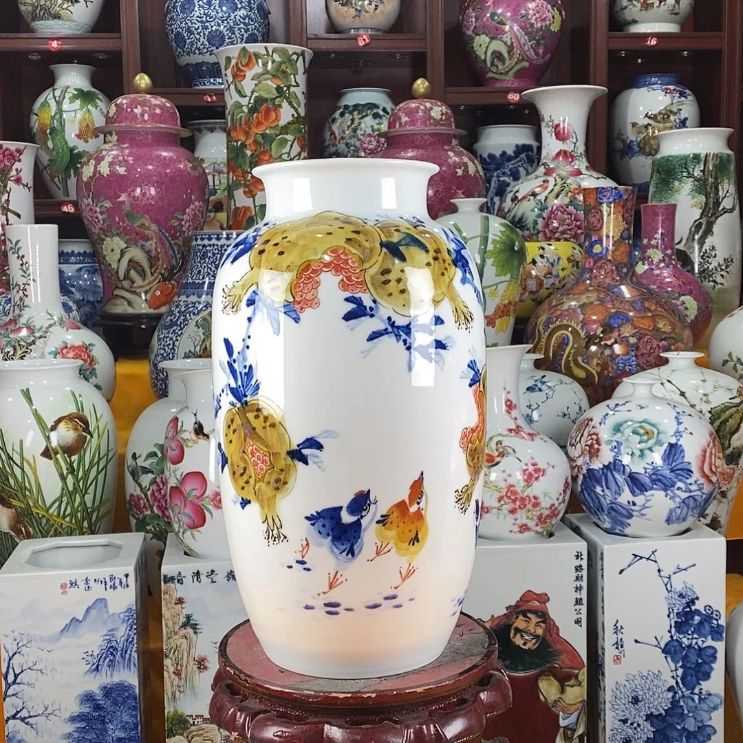 陶摆件景德镇陶瓷冬瓜瓶