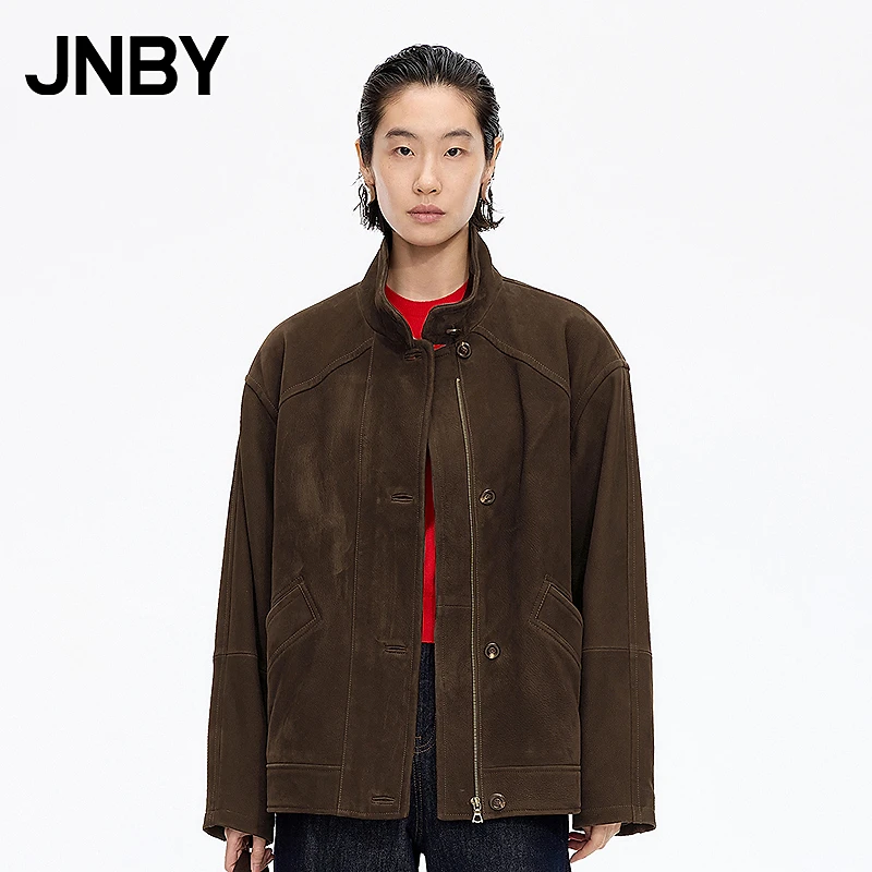 【商场同款】JNBY/江南布衣25冬新品皮衣立领长袖H型5P0A12830