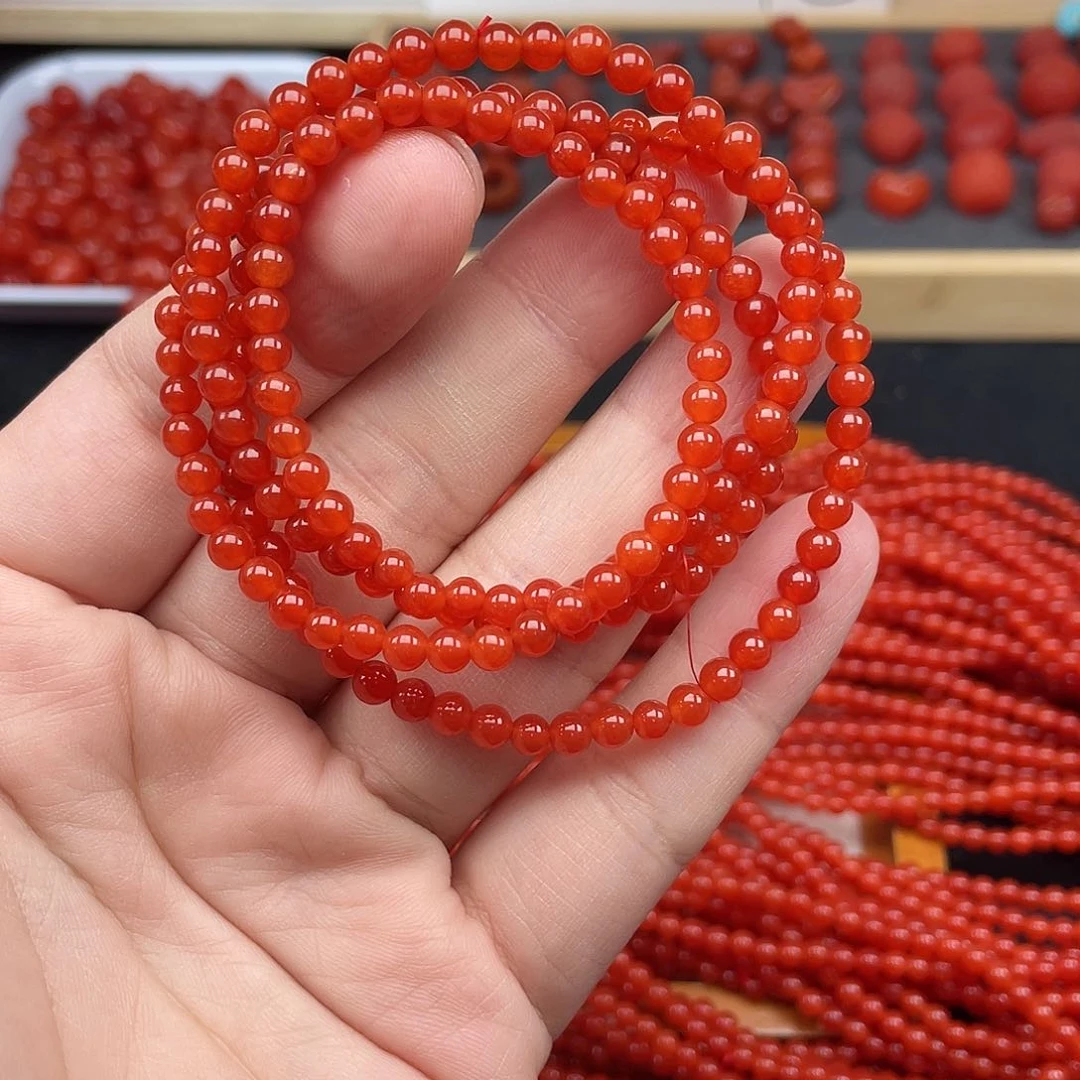 南红玛瑙5号保山锦红亮光卡4小米链未镶嵌