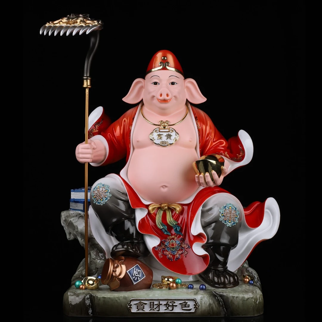 仿瓷神像天蓬元帅净坛使者佛像蓬元帅天神将军十二生肖猪摆件