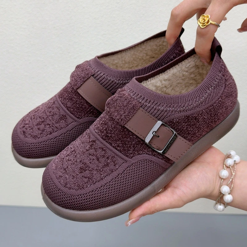 勃肯鞋女2025冬季新款雪地靴老北京棉鞋加绒加厚毛毛鞋保暖妈妈鞋