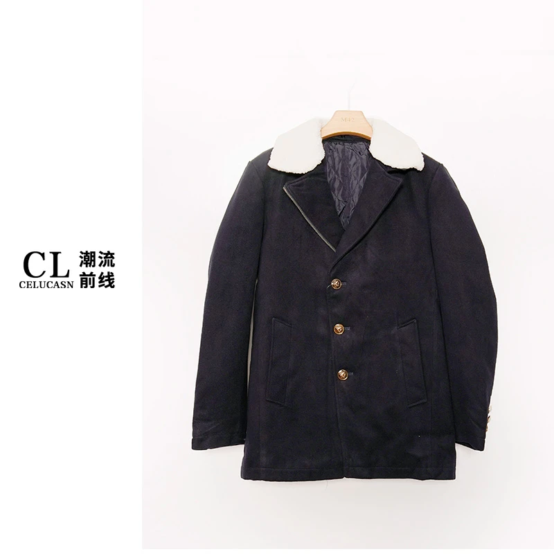 F6WBN153#时尚气质毛呢外套廓形大衣男款外套夹克