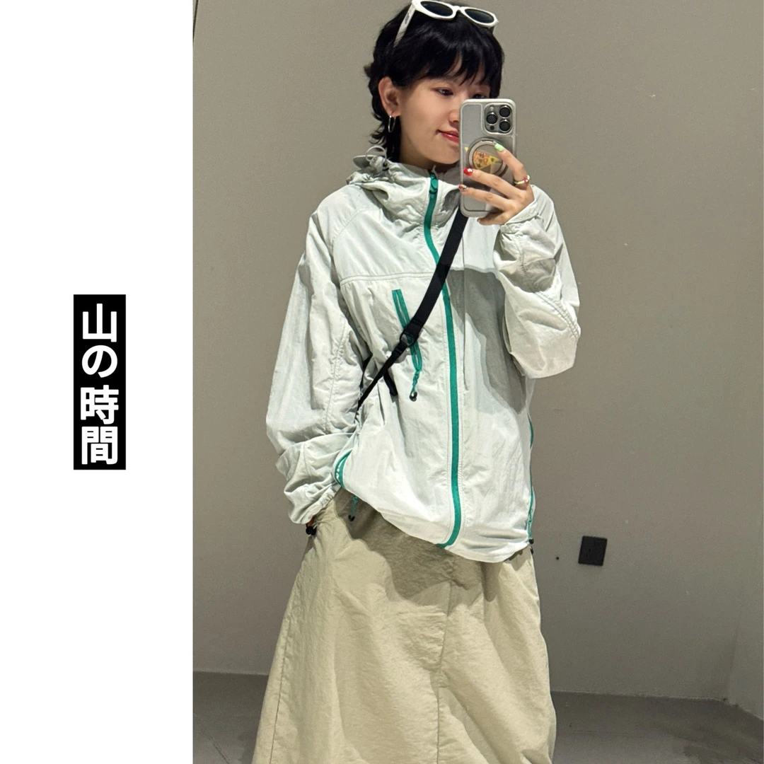 【拼色防晒服】原单拼色凉感透气防晒服明线带帽檐男女薄款防晒衣