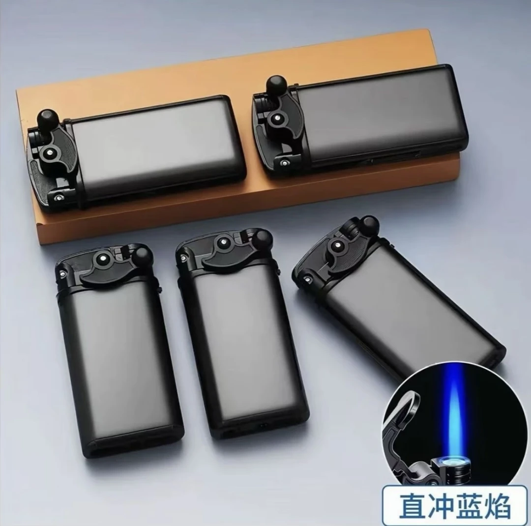 2025爆款防风直冲打火机复古风摇臂打火机可充气肤感新款送男友