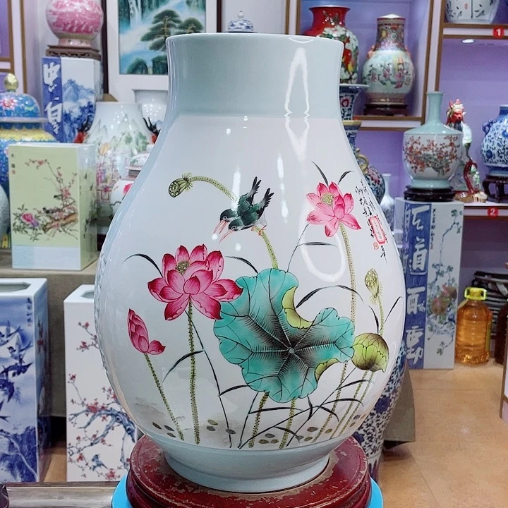 花瓶全手工双面画福桶瓶