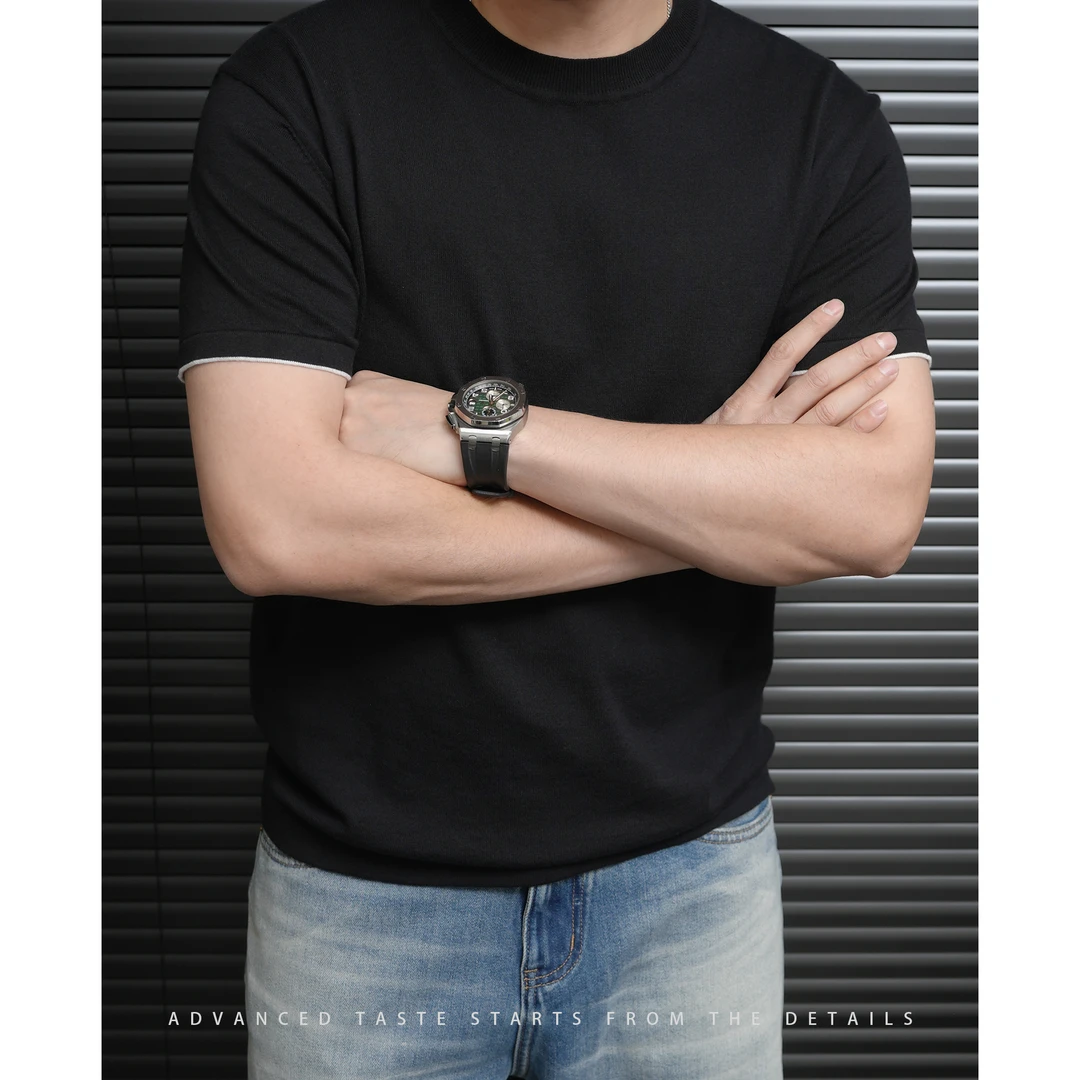 【大头叔叔】春季新款极简纯棉圆领休闲针织男毛衣短袖T DDT6902