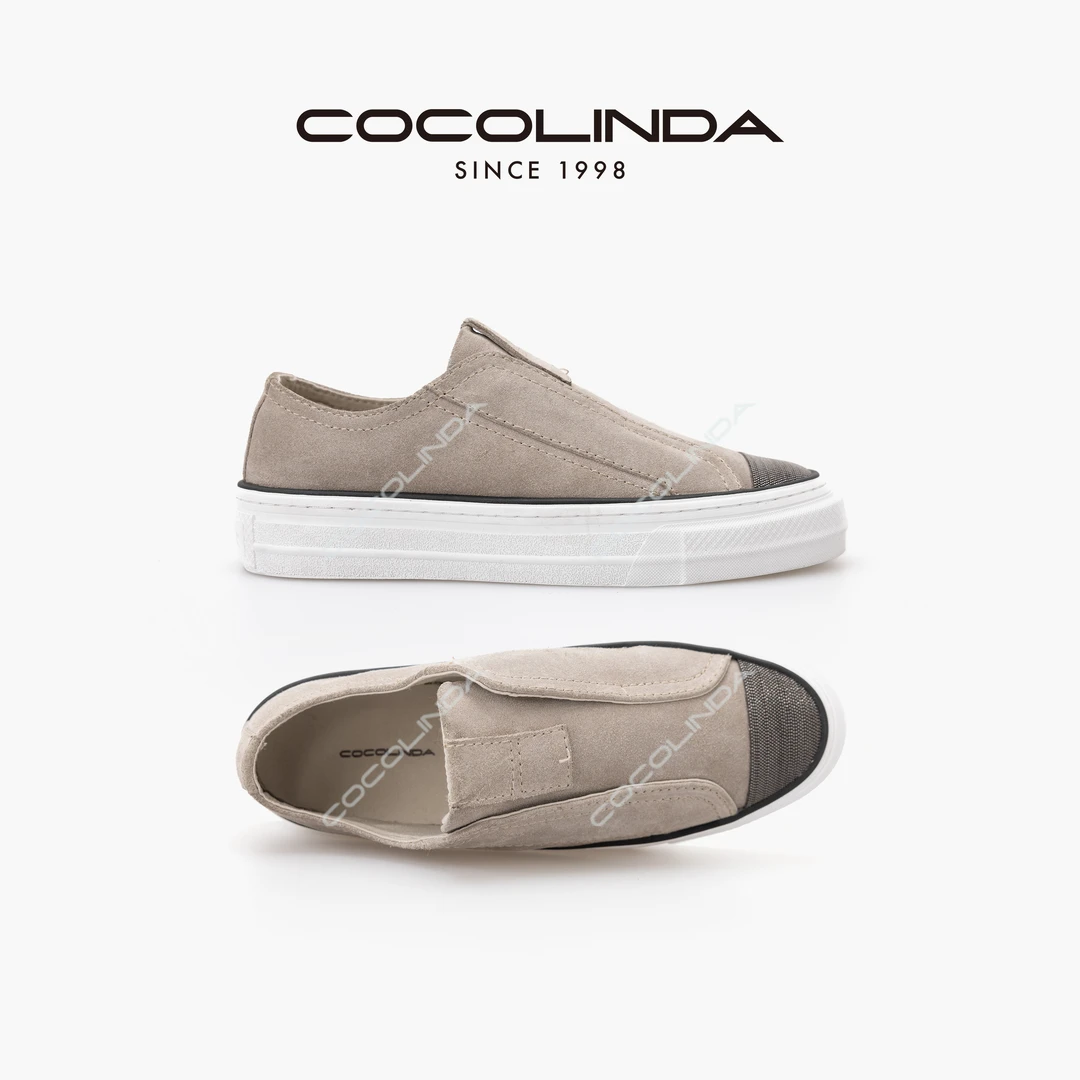 COCOLINDA | 牛反绒拼色圆头低帮休闲鞋‘偏大拍小一码’X2655