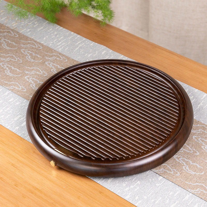 25款圆满大号实木茶盘沥水40*40*4cm【黑檀色】家用简约