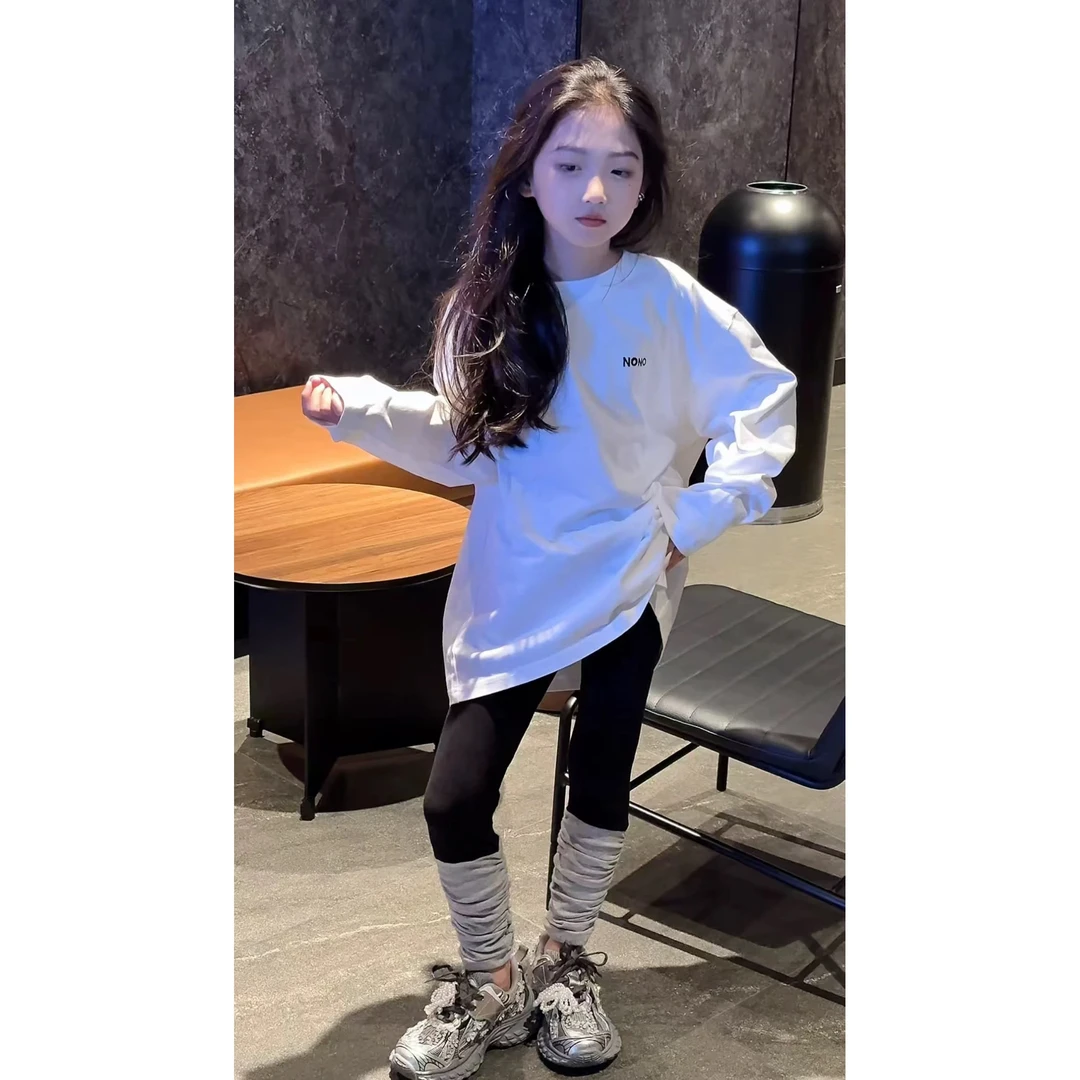 女童2025秋新款中大女童百搭高腰运动撞色休闲打底裤253137