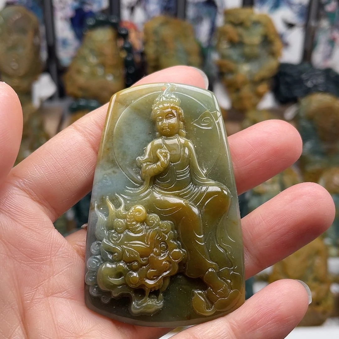 翡翠未镶嵌颈饰天然翡翠a货文殊