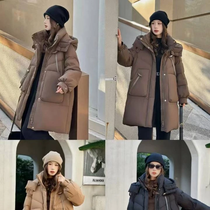 过膝长款女冬季超厚设计感韩版时尚极寒潮保暖外套（直播间下单）