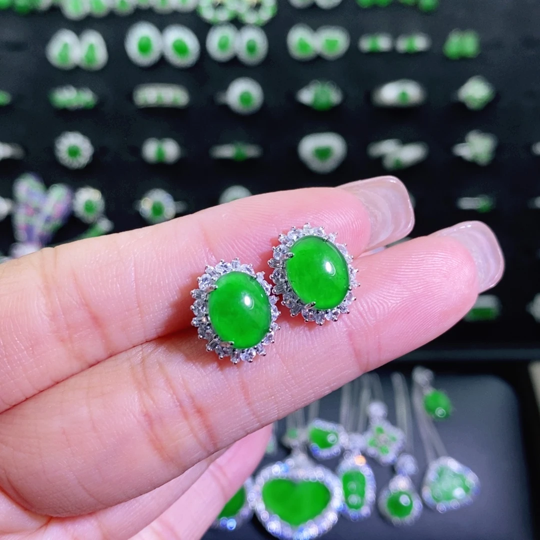 翡翠银S925镶嵌耳饰多样性