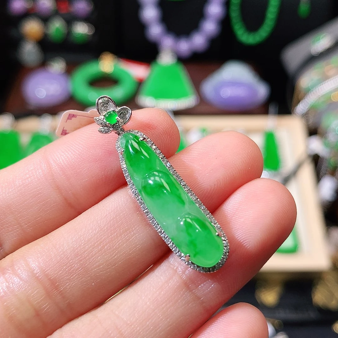 翡翠18K金镶嵌吊坠(不含链)