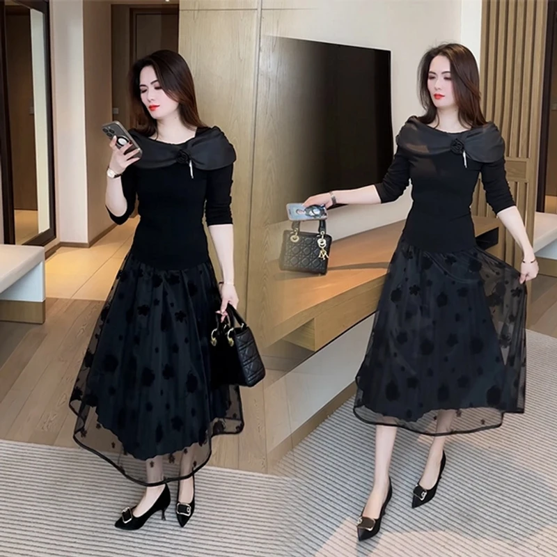 早秋显瘦T恤小众设计感洋气时尚减龄打底长袖拼色气质上衣法式