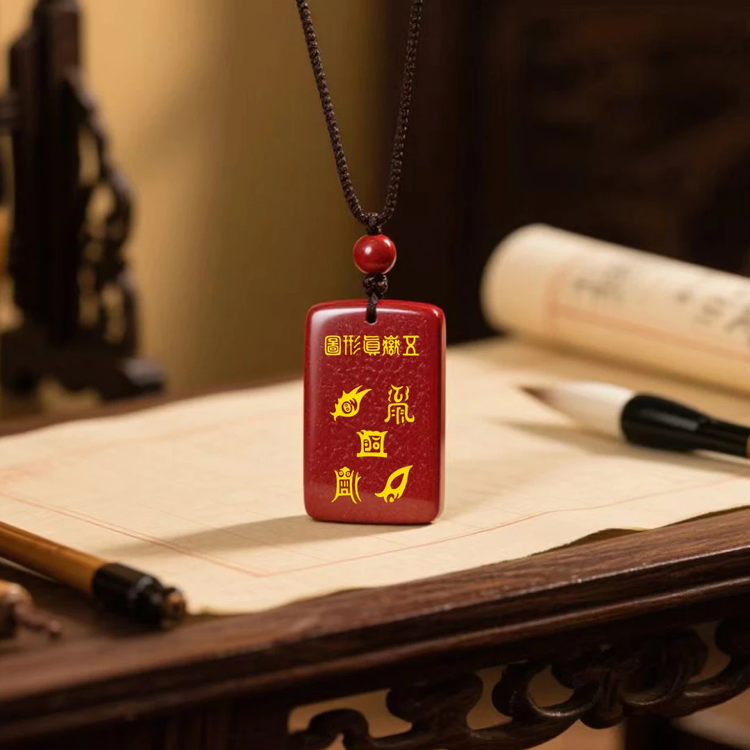 含辰砂工艺品道藏五岳真形图牌子吊坠朱砂牌子【单独学习】版权所有