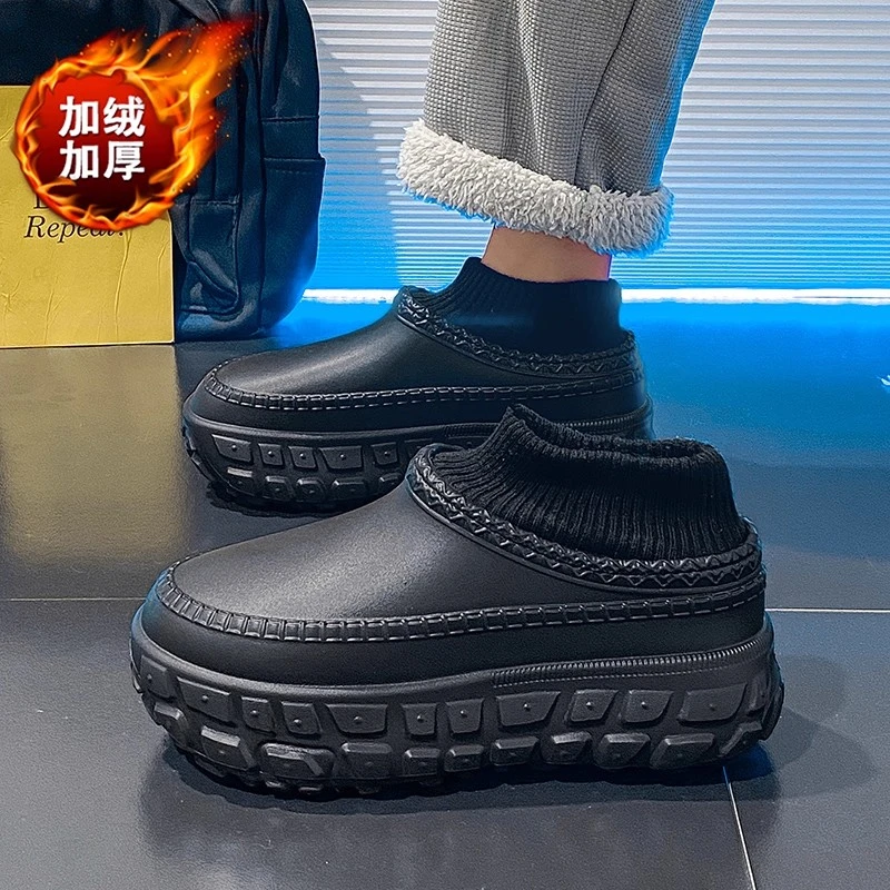 厨师鞋男2025新款冬季加绒加厚保暖防水防油厨房上班工作防滑棉鞋