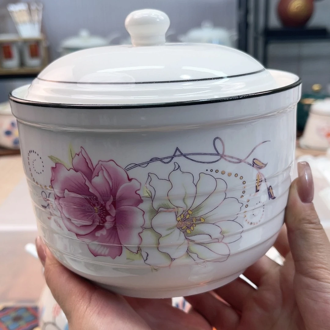 【闪购商品】瓷2斤装直身炖盅花开富贵