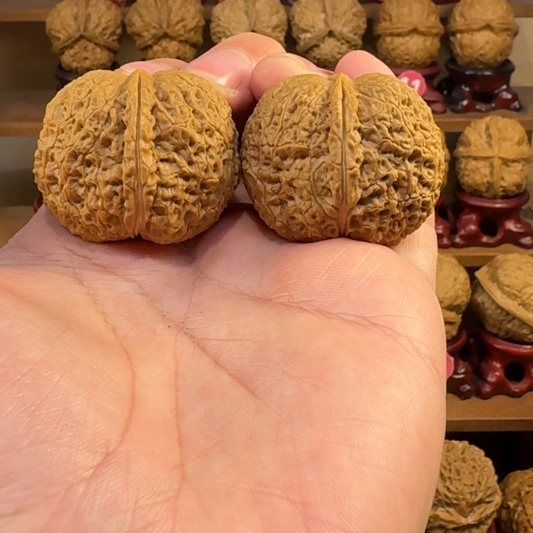 铁核桃把件荔枝元宝