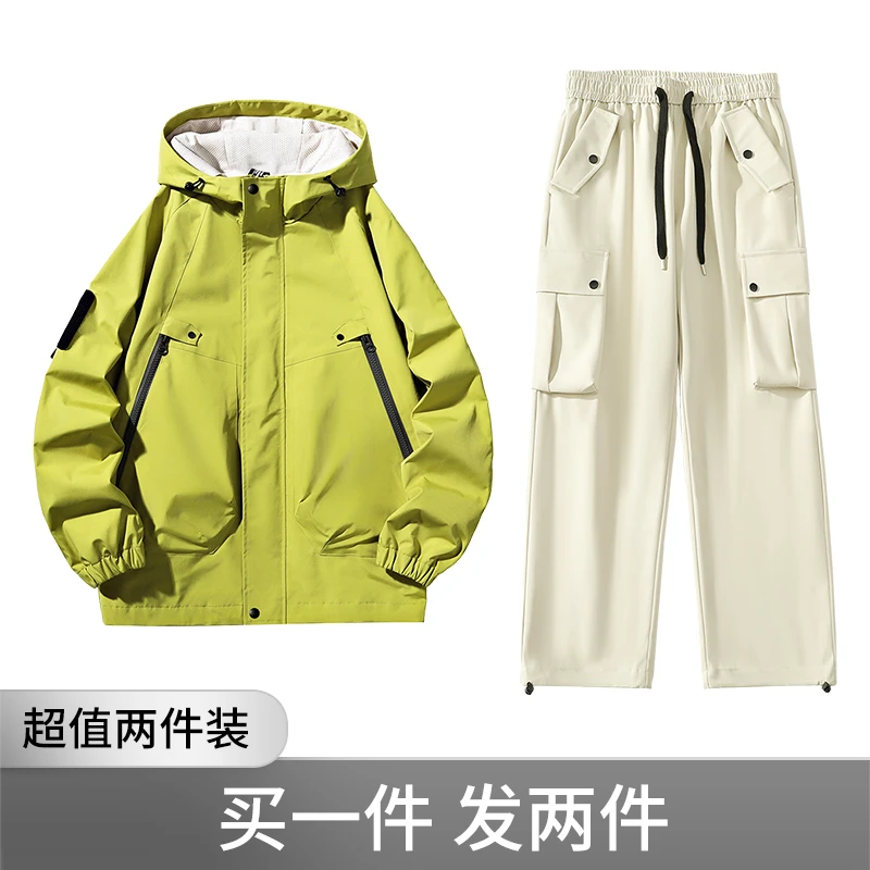 【夹克＋工装裤】C0906/组合装运动连帽夹克搭配休闲工装裤情侣同款