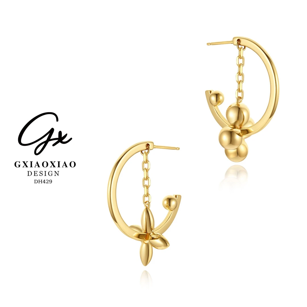 G XIAOXIAO 镀K金【金陵传音】轻奢气质优雅AB款耳环 DH429
