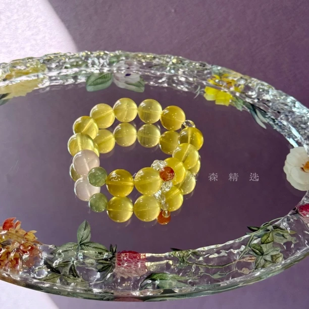 原创设计款黄萤石浓色气质手串一物一图