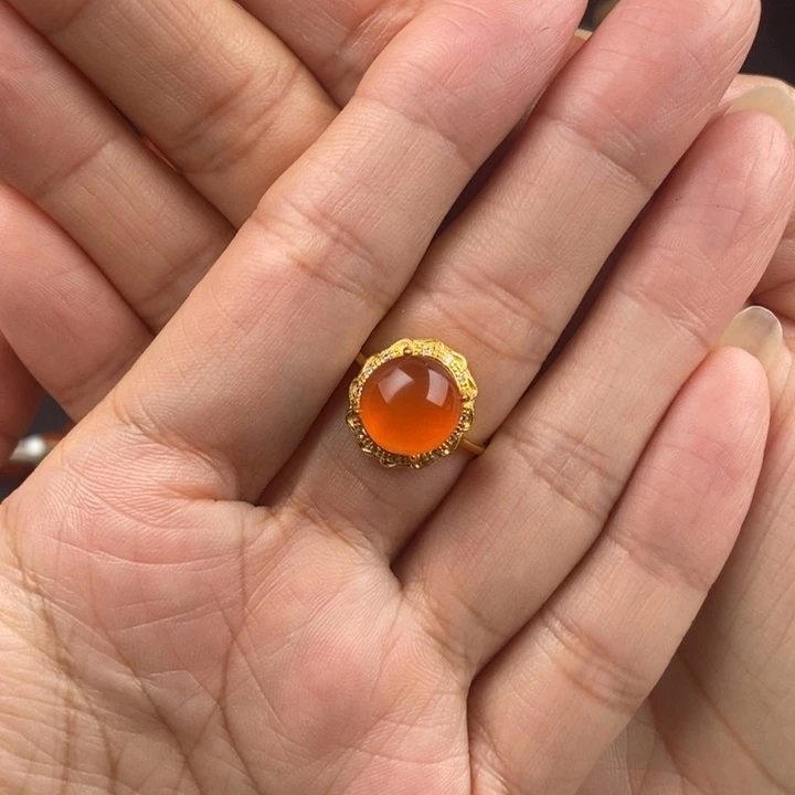 银S925镶嵌戒指南红玛瑙
