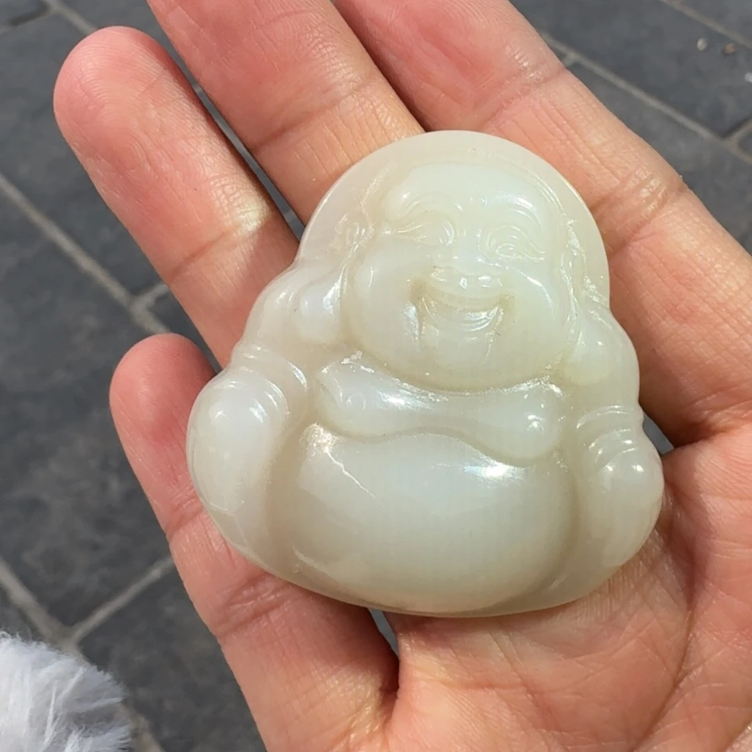 和田玉颈饰未镶嵌藕粉佛公TZ多样性拍一发一