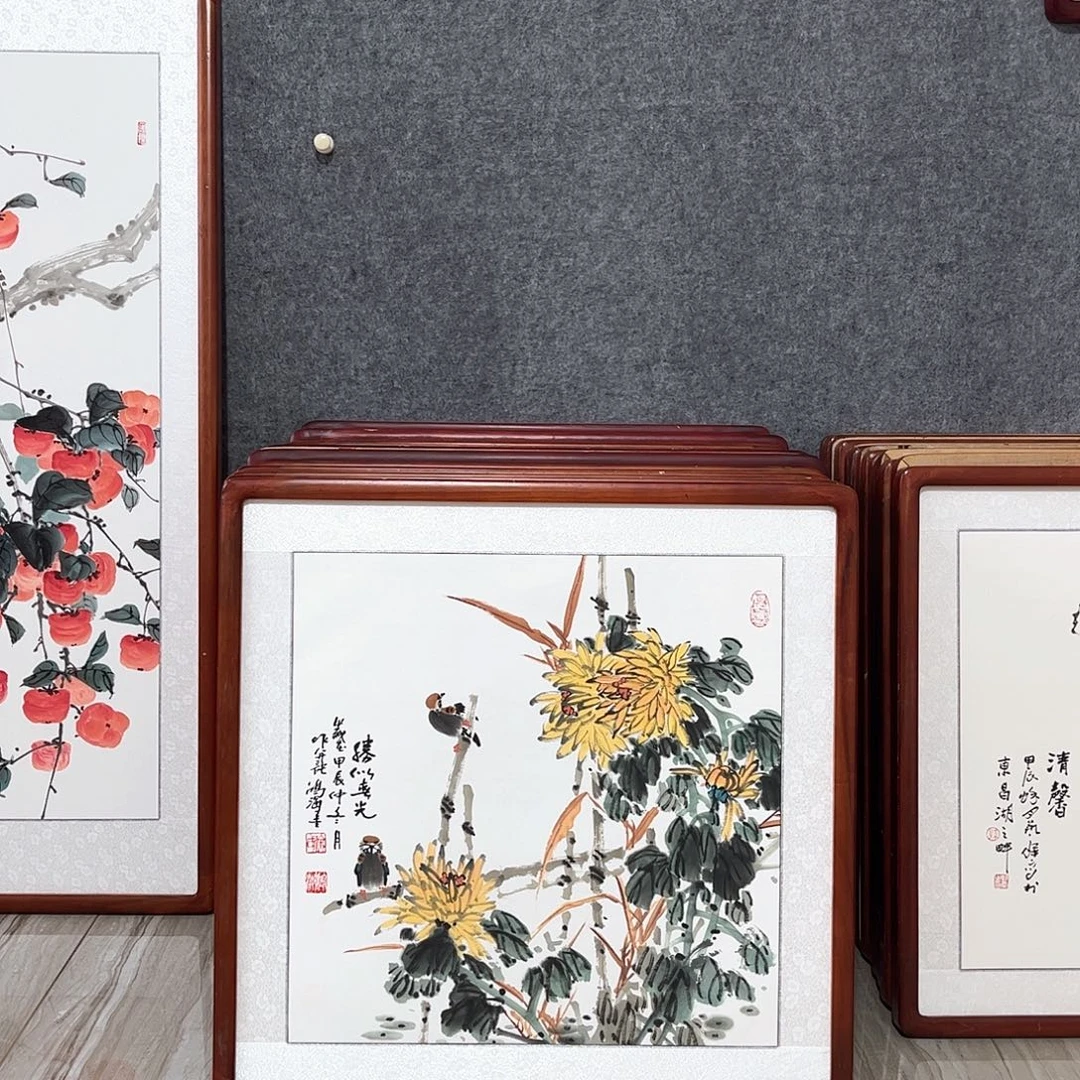 国画书画作品带框63×63