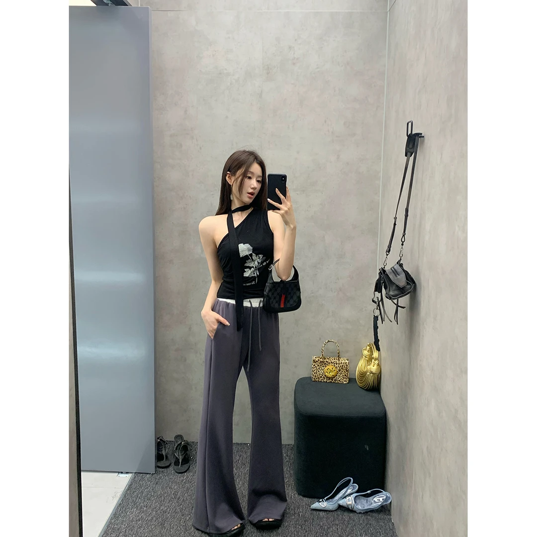 FORNI x YOYO 云朵裤 亲肤空气层白边微喇长裤时尚休闲女士气质