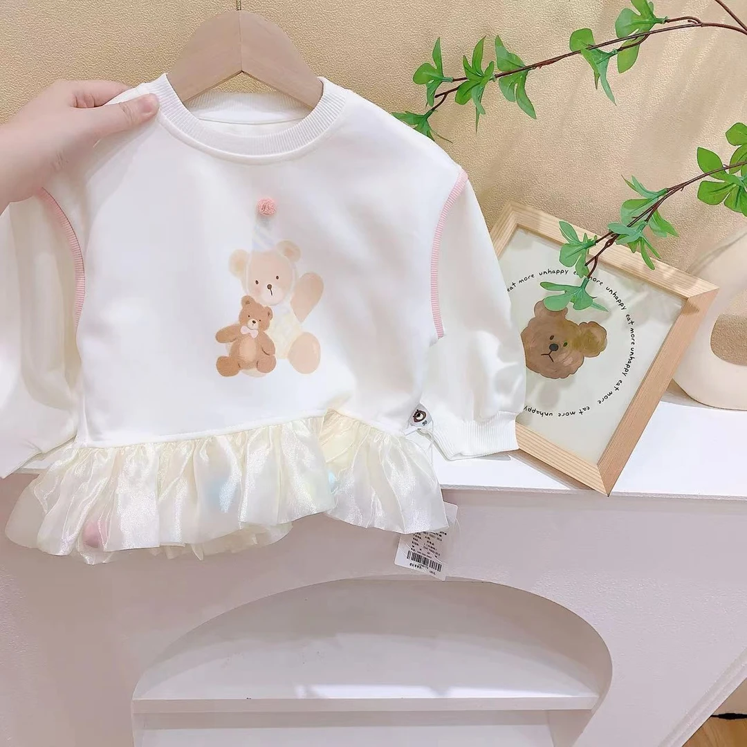 女童杏色卡通花边卫衣（YX-269173-秋A）汉服