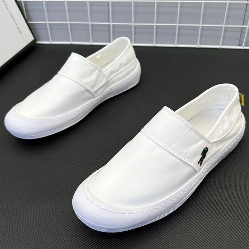 时尚男鞋2025夏季新款低帮帆布鞋懒人一脚蹬板鞋男百搭透气休闲鞋