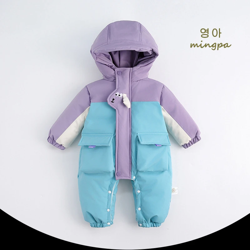 【安心绒可溯源】新国标90白鸭绒婴儿连体羽绒服冬男宝宝爬服连体衣