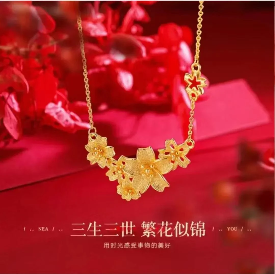 钛钢项链 三生花复古项链女镂空花朵吊坠2025年新款时尚精美饰品