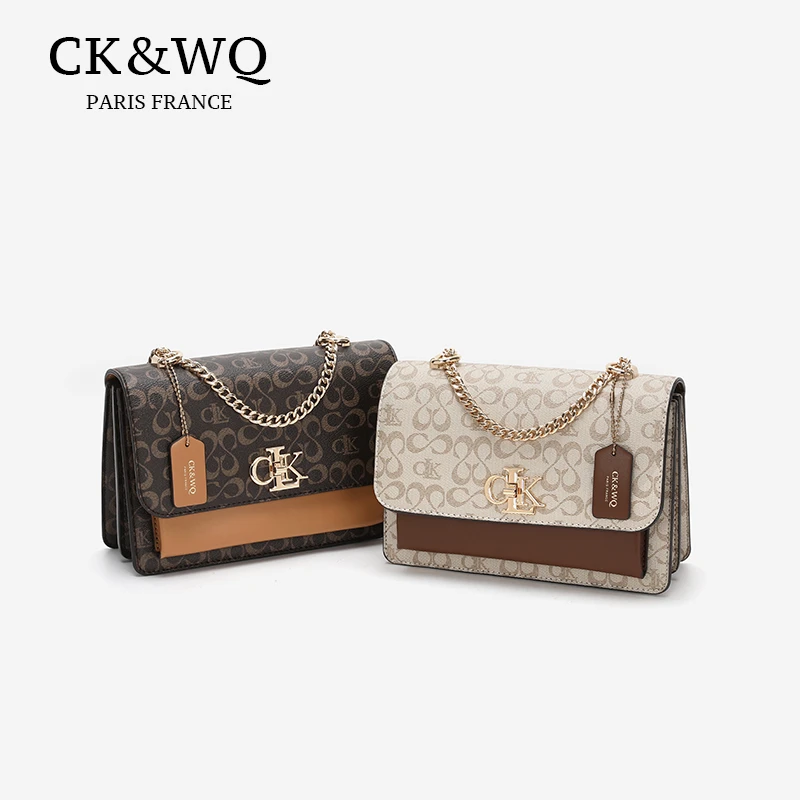 CK&WQ/2025秋冬  百搭印花链条单肩斜挎腋下手提包包女款爆款包包