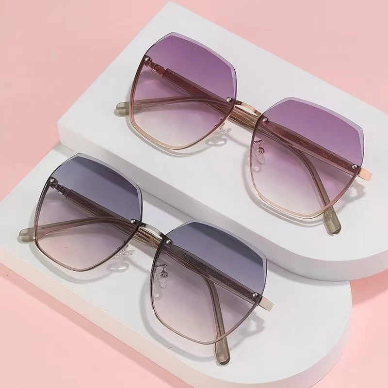 【遮光美颜神器】多边形切边时尚气质百搭无框美颜遮阳眼镜cqr