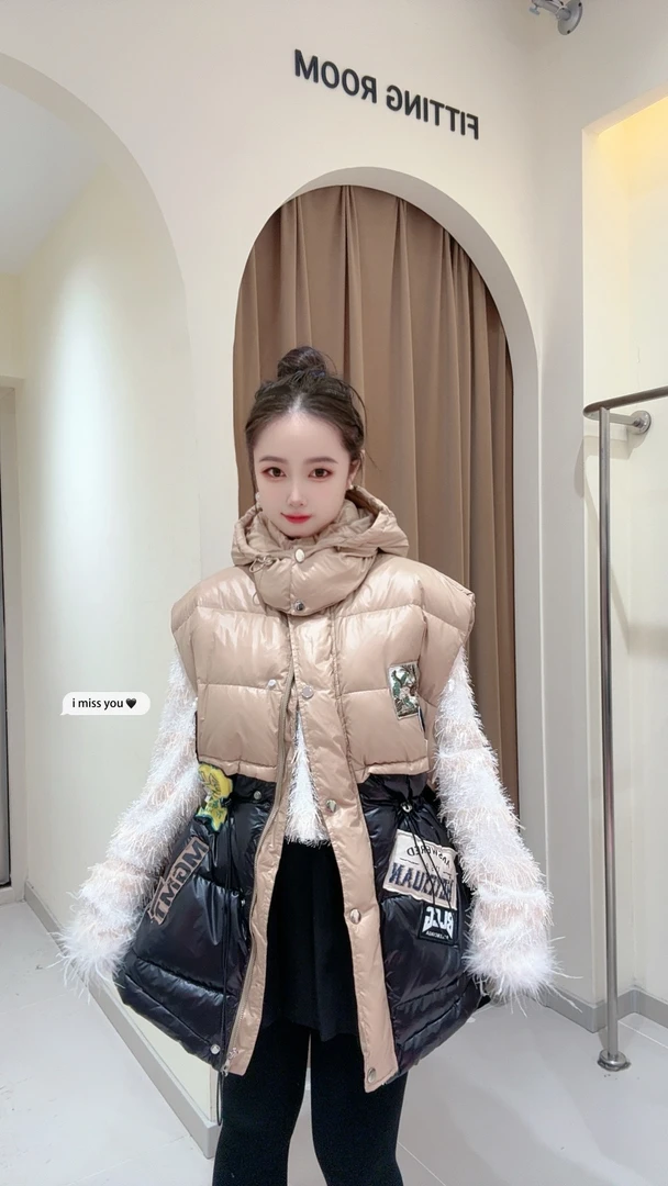 大观欧货时尚百搭拼接加厚马甲