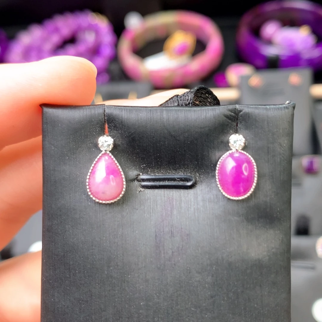 银S925镶嵌苏纪石（舒俱来）耳饰