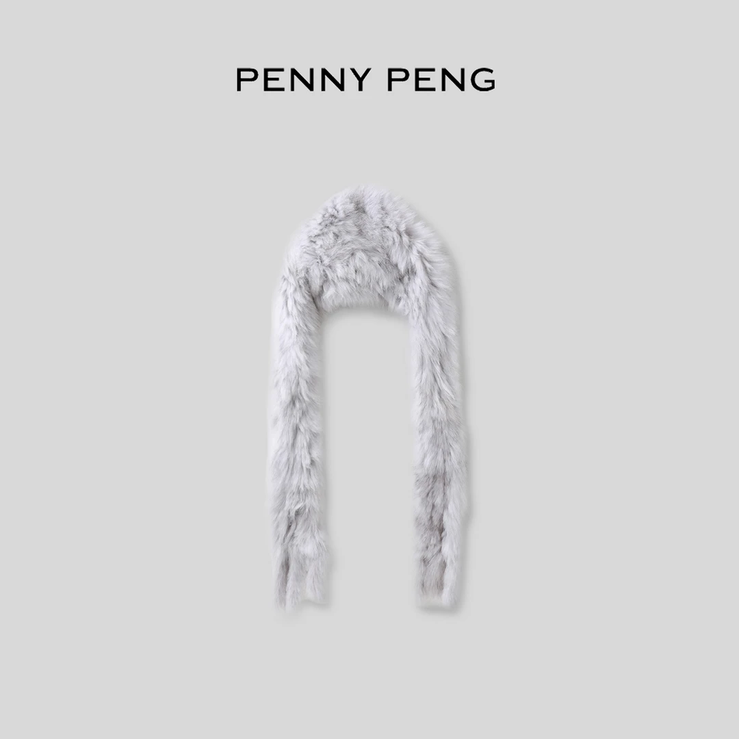 PENNYPENG 甜酷喵喵 秋冬高级老钱风氛围感时髦毛毛围巾帽子一体