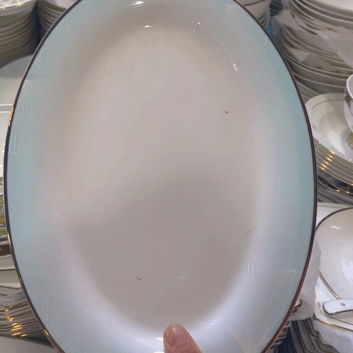 瓷片金秋鱼盘两个微瑕