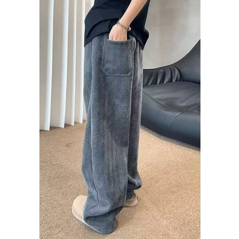 colyon休闲裤男斑马纹肌理宽松直筒裤阔腿裤重磅卫裤男生弯刀裤子