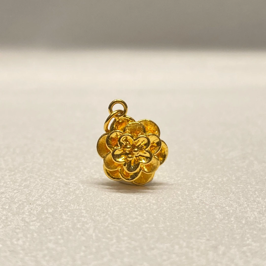 【彩依专享】黄金足金999牡丹花花开富贵（赠合金链）