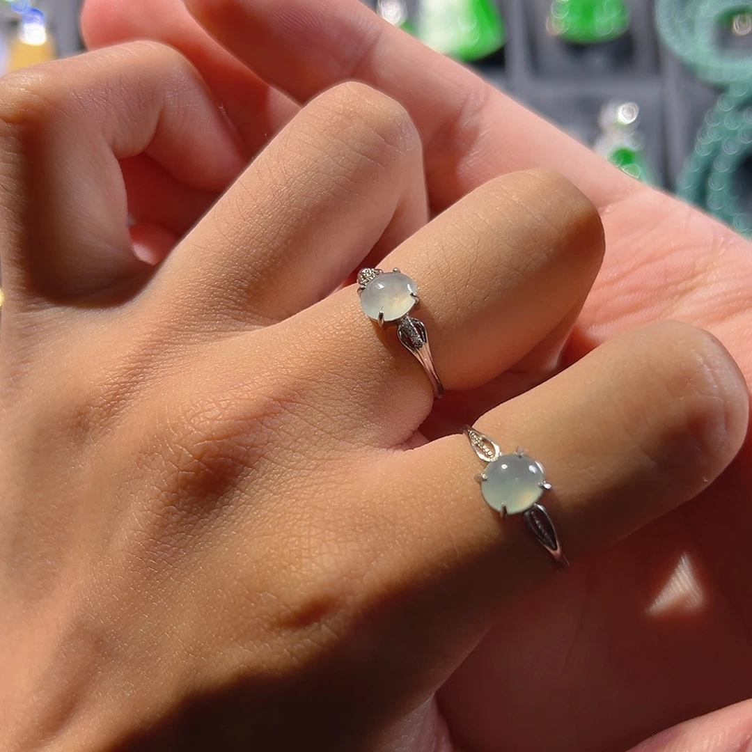 翡翠银S925镶嵌戒指戒指