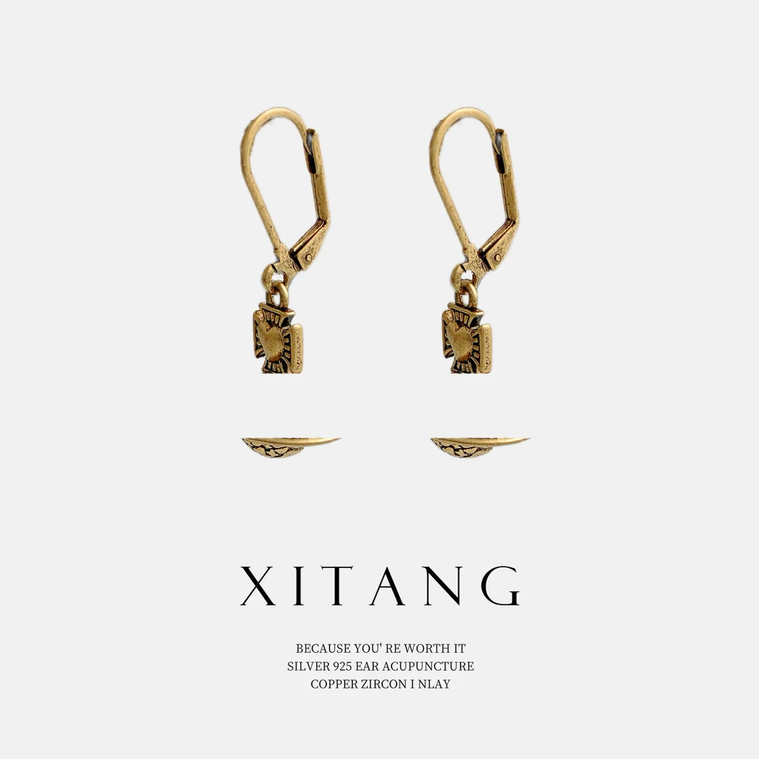 铜合金耳饰 XITANG 925银针【爱乐之城】复古气质耳钉耳环耳坠8091