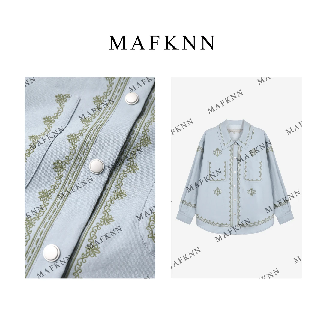 MAFKNN/玛肯时尚休闲简约纯色百搭翻领纽扣衬衫MK11889