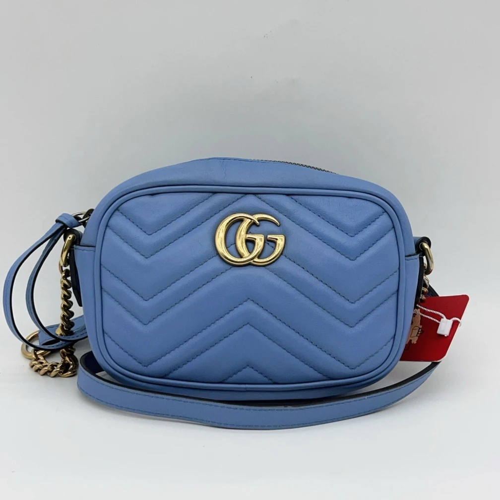 95新 GUCCI/古驰  蓝色马蒙相机包 1582 8284