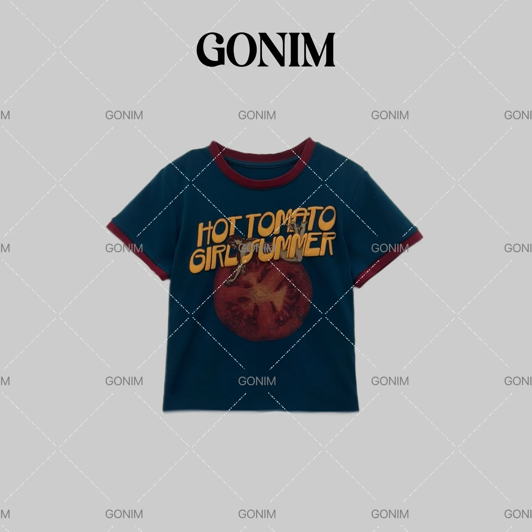 Gonim· "咖喱番茄"2025百搭夏季上衣时尚休闲短袖春夏潮流女士T恤