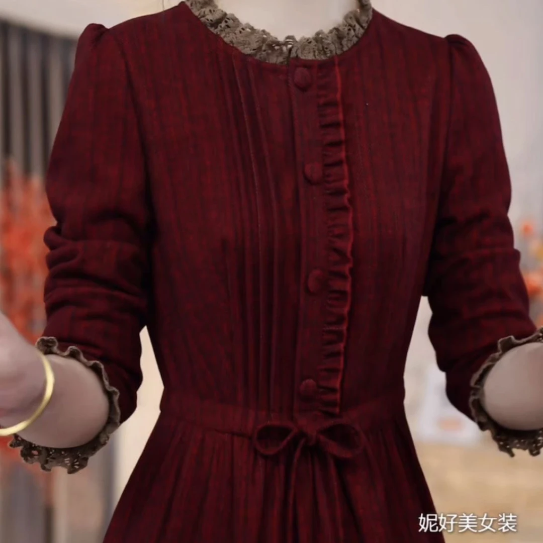 高级帛莱软精纺简约时尚减龄连衣裙2025秋季女装新款中年妈妈裙子