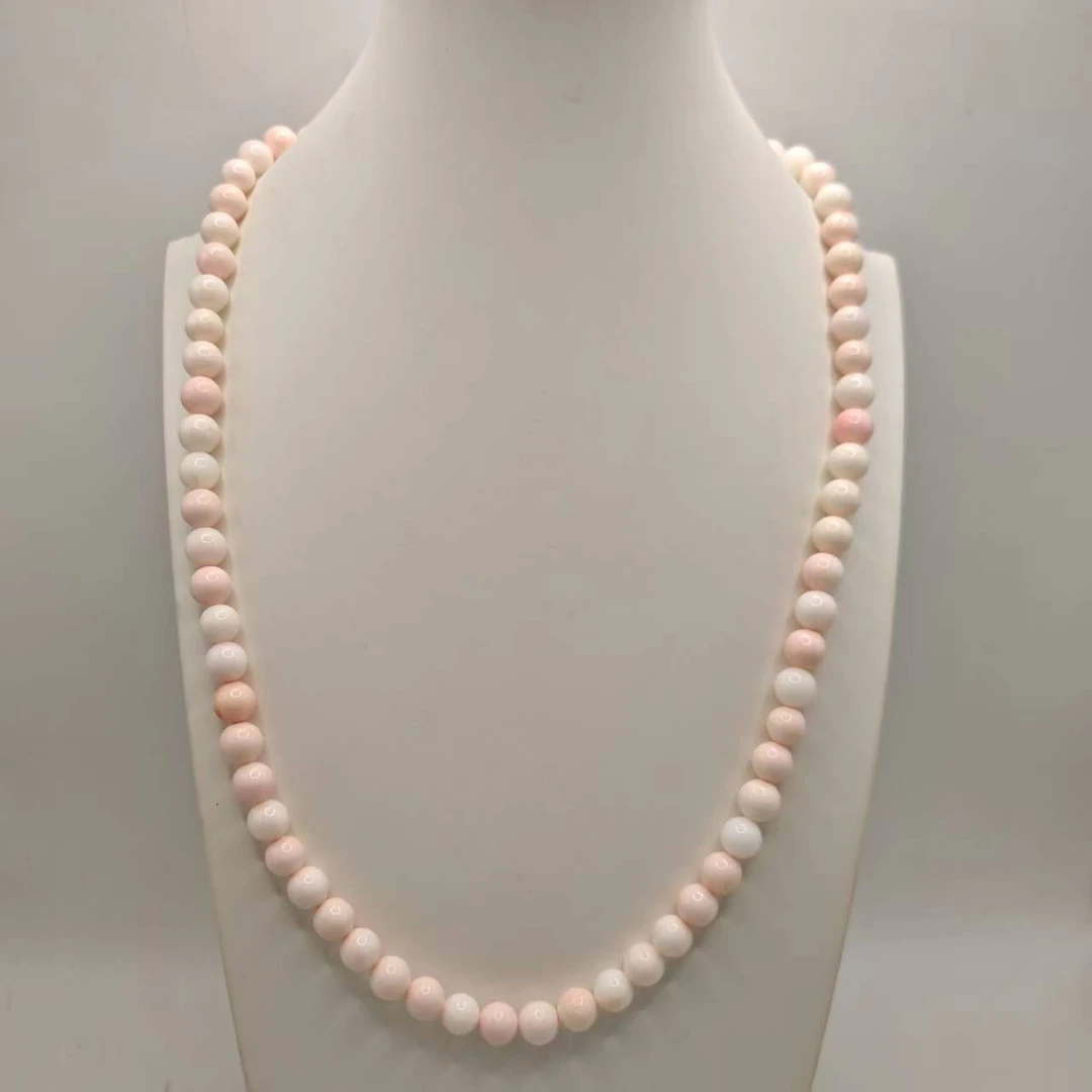 9号J61瑰宝粉色8mm圆珠项链